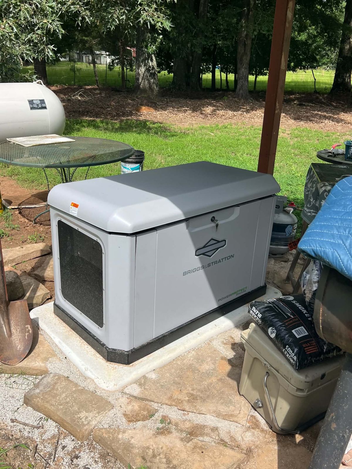 Briggs and Stratton standby generator beside a home