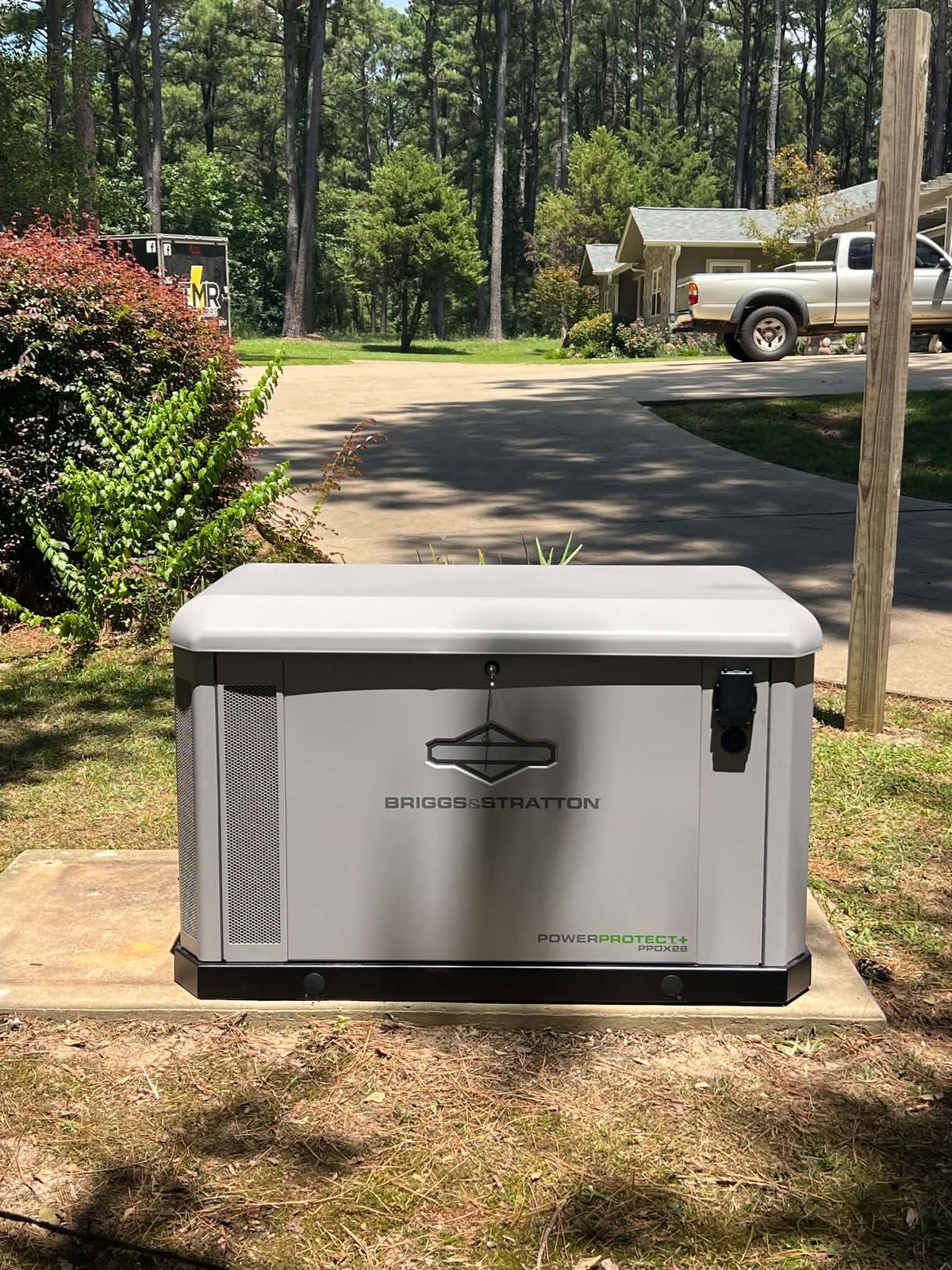 Briggs and Stratton standby generator on a pad