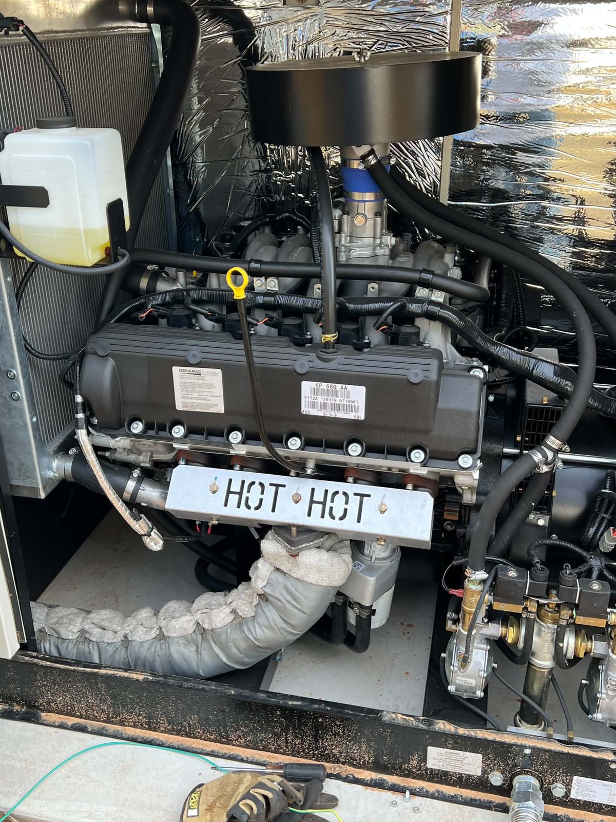 Generator engine compartment during service